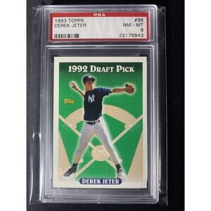 1993 Topps Derek Jeter #98 PSA 8 Graded 1992 Draft Pick Baseball Card NY Yankees